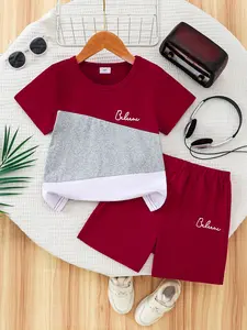 Boys' Short Sleeve Shorts Set, Breathable & Soft Fabric, Ideal for Daily Wear & Outdoor Play, Perfect Fit for Active Boys, Outfit, Clothes Kids
