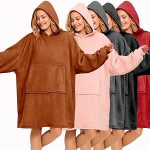Lazy-Friendly Hoodie Warm Winter Sweatshirt TV Blanket Flannel Pullover Outdoor Thermal Pajamas Couple's Soft Baggy Clothes Matching Piece Soft Clothes Matching Piece christmas pajamas