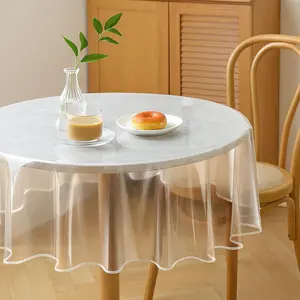 Clear Round Tablecloth Protector 70 Inch Waterproof Oilproof Stain Resistant Wipeable PVC Clear Tablecloth for Dining Tables, Parties and School Projects