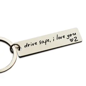 Key Chain Drive Safe I Love You Initial Personalized Gift for Boyfriend Stainless Steel Keychain New Drive Valentine's Gift Box