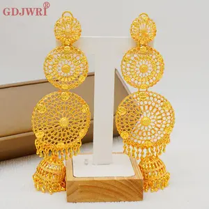 Gold-Tone Statement Drop Earrings for Women, Nigerian Long Tassel Jewelry, African Fashion for Wedding and Party Events