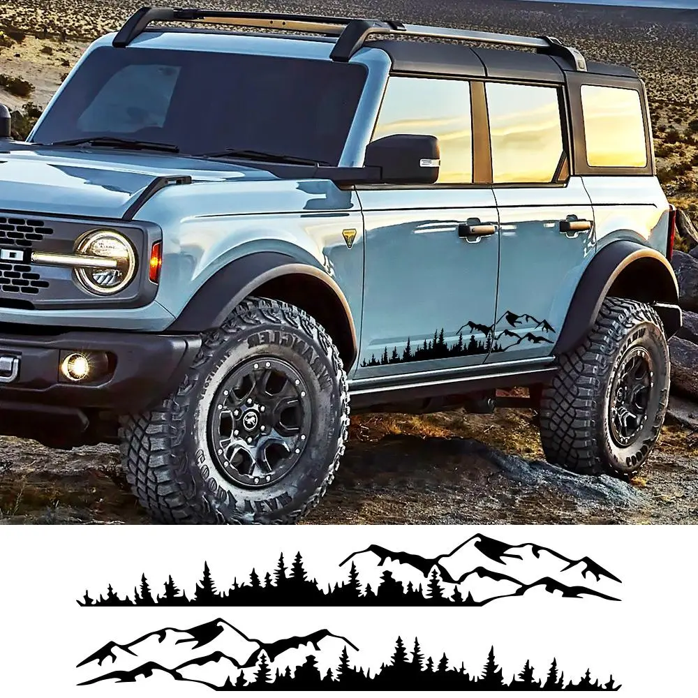 Car Side Stickers Forest Mountain Range Graphics Vinyl Film Decal For Fords  Bronco TRX4 RC TRX 4 2021 2022 2023 Auto Accessories