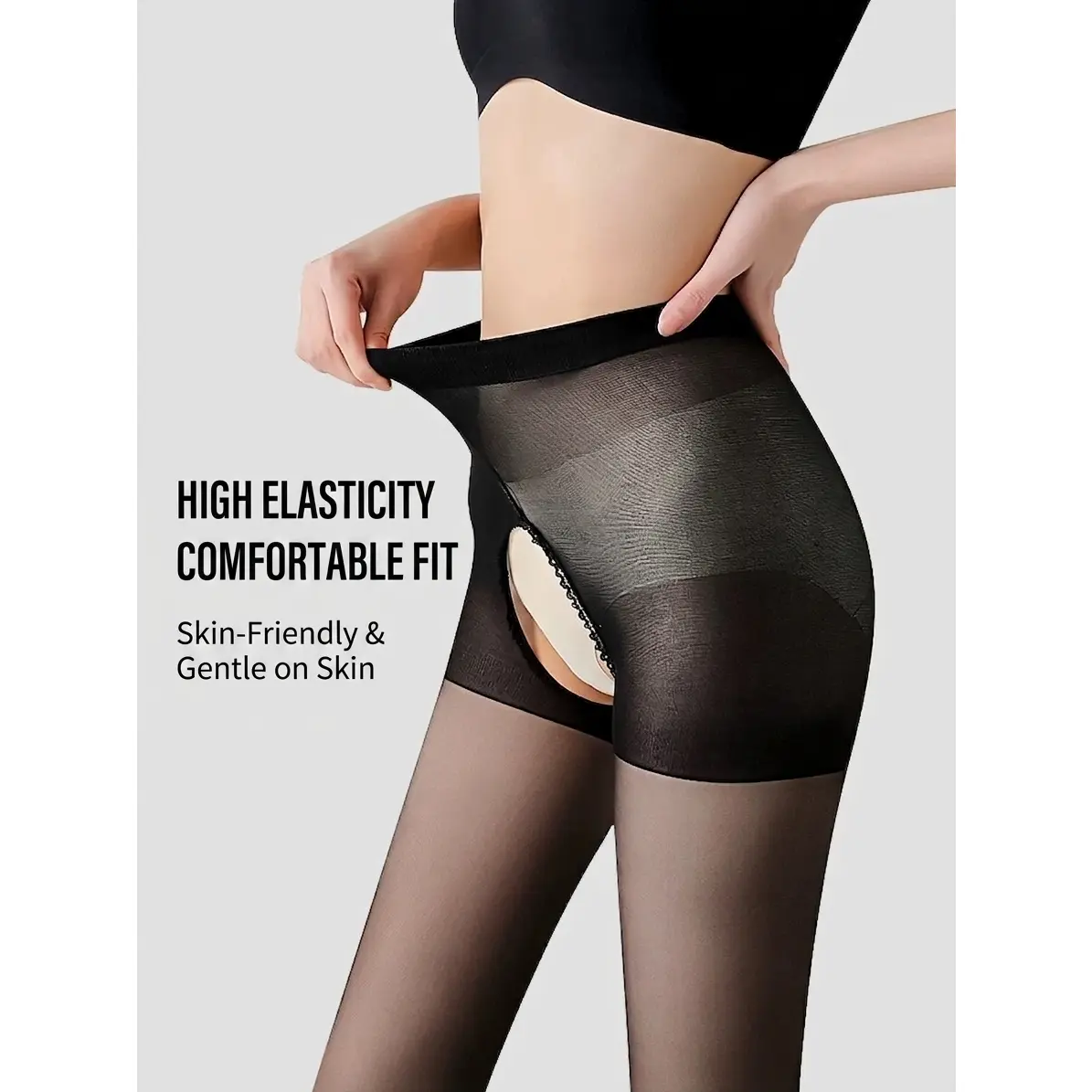 Women's Elegant Polyester Lingerie Bodystocking - Long Sleeve, High Waist, Figure-Flattering Seamless Fit, Split Thigh, Keyhole Cutout Bodysuit Shapewear