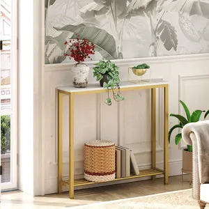 YATINEY Narrow Console Table, 2-Tier Small Sofa Table, 29.5" Long Entryway Table, Behind Couch Table with Shelves, Industrial Hallway Table, for Living Room, Foyer #SpringSale #BigSpringSale