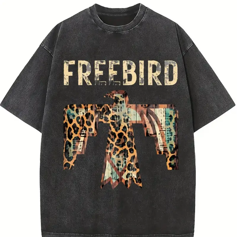Women's Oversized Western Thunderbird T-Shirt, Loose Fit Shirts, Boyfriend Style Concert Top, Women's Clothes, Streetwear, Tops For Women