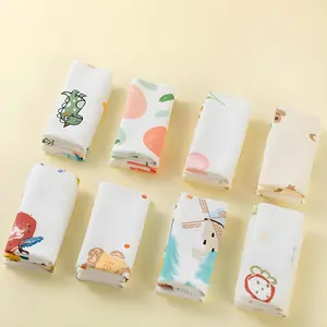 Cartoon Pattern Baby Towel, 6 Counts/set Soft Comfortable Breathable Reusable Bib, Washable Baby Bibs for Boys & Girls, Muslin Burp Cloths