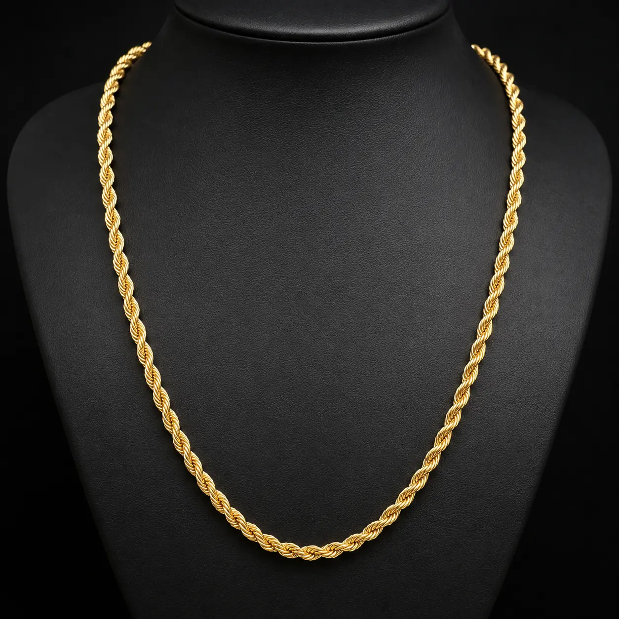 18K Gold Plated Rope Chain Necklace – 20 Inch