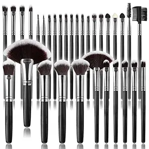 Makeup Brush Set,  32 Pieces Professional Makeup Brushes Wooden Handle Cosmetics Brushes Foundation Concealer Powder Face Eye Make up Brushes Kit, Black