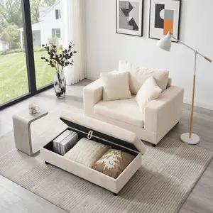 【Sub 1 packages】Niccae Chaise Lounge Chair with Removable Storage Ottoman Accent Sofa Bed Upholstered Sleeper Couch Bed with Pillows, Modern Deep Seat Upholstered Armchair for Living Room, Bedroom