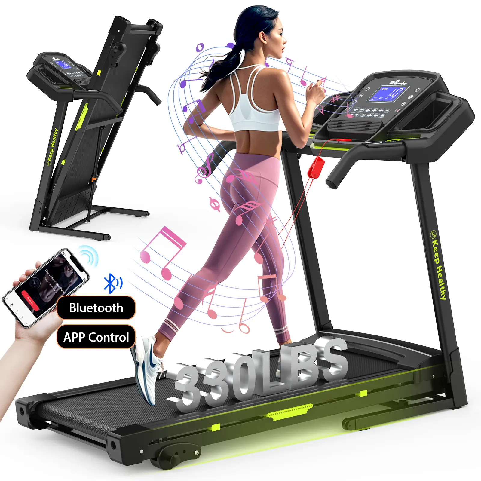 FYC 3.5HP Folding Walking Pad Treadmill with Handle - Treadmills for Home, 330LBS Capacity, 3-Level Manual Incline, 8.5MPH Max Speed, Non-Slip Surface, Easy-Move Design, Home Exercise for Walking & Jogging, Walking Pad Treadmills Home Gym Kit