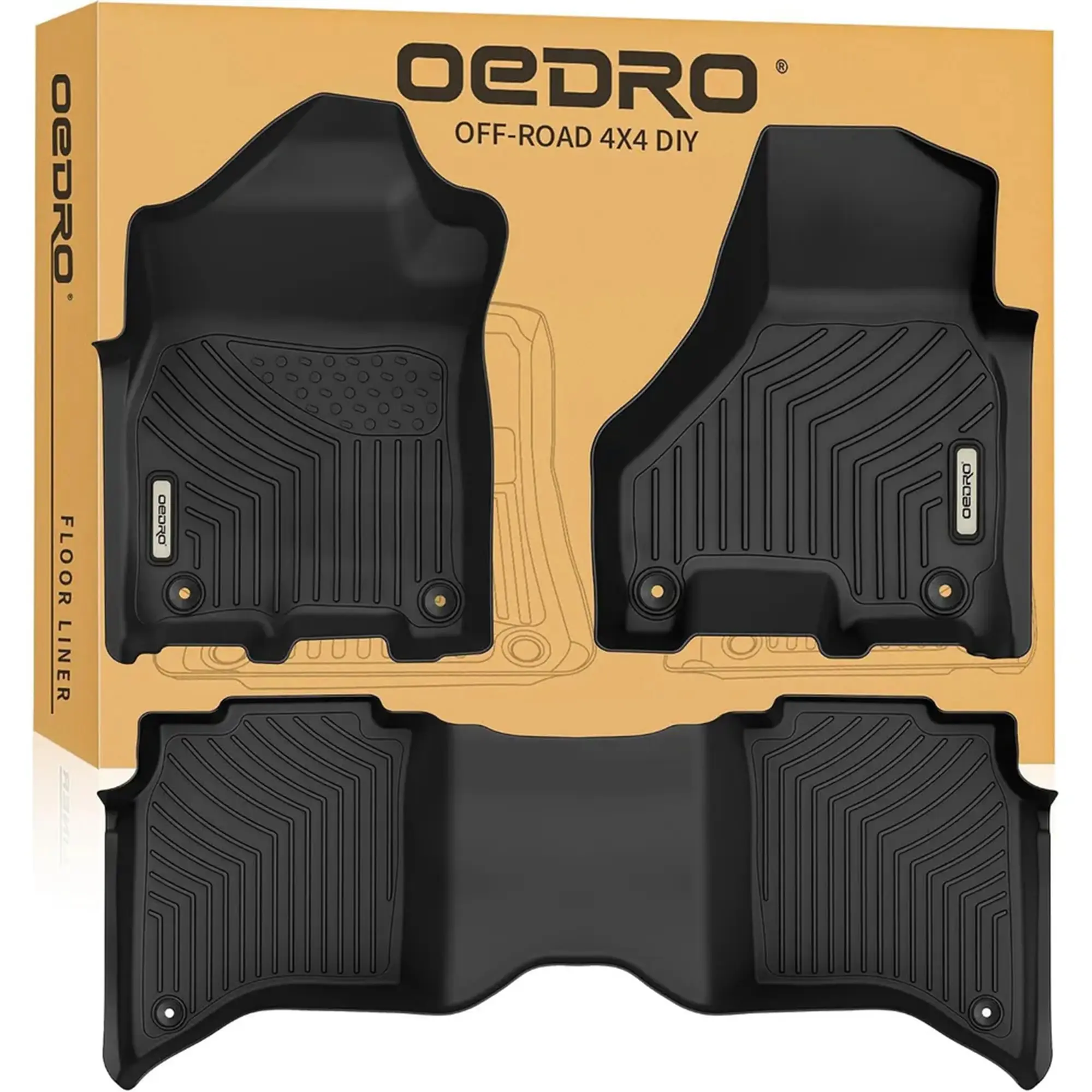 OEDRO Floor Mats Fit for 2019-2026 Ram 2500/3500 Crew Cab with 1st Row Bucket or Bench Seats, Custom Fit TPE All Weather Car Mats Includes 1st and 2nd Row