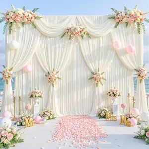 Wrinkle-Free Ivory Backdrop Curtains – 2 Panels for Wedding, Baby Shower & Photo Shoots| Seamless Fabric Drapes