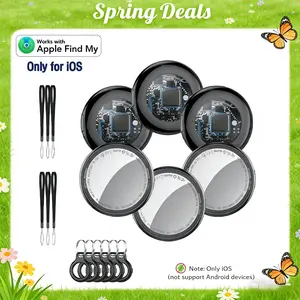 [Spring Deals] Tukio GPS Tracker(iOS Only) for Cars & Pets - Mini Clear Design, Weatherproof Case, Anti-Lost Device, Works with Apple Find My iOS Only, IP67 Waterproof, Replaceable Battery - Smart Key Finder Remote