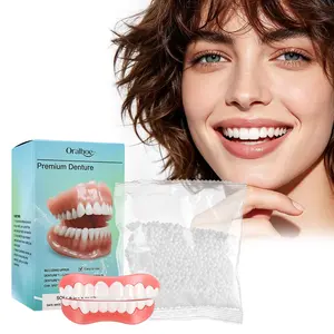 Adult Full Set Dentures, Realistic Natural Teeth, Comfortable and Secure, Easy to Clean, Reusable, DIY Temporary Dental Aligners, Halloween Cosplay