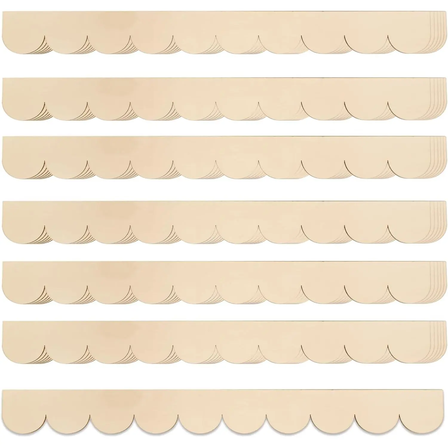 42 Pack 15.75 Inch Unfinished Wooden Scalloped Moulding Trim with Decorative Edge, Unfinished Scalloped Wood Molding DIY Moulding Trim for Home Wall Decor