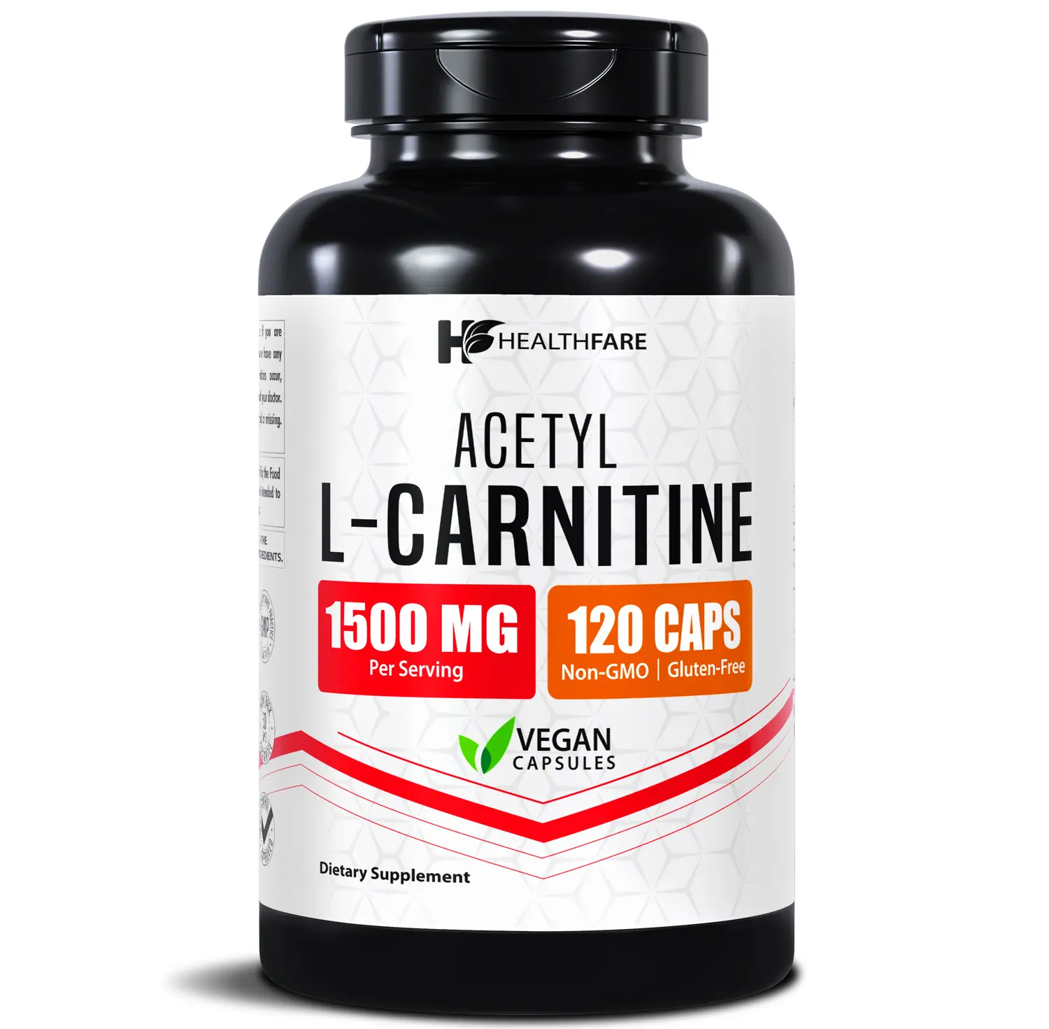 Healthfare Acetyl L-Carnitine 1500mg (ALCAR) | 120 High Potency Vegetarian Capsules | L-Carnitine Supplement for Energy & Wellness Support | Non-GMO, Gluten-Free, Made in USA
