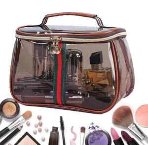 New Retro Vintage Vanity Bag,Retro Clear Makeup,Large Capacity Waterproof Transparent Toiletry Bags,Ladies Large Capacity Makeup Organizer (Transparent Black)