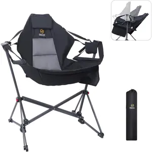 Hammock Camping Chair, Camping Chair Rocker, Swinging Chair, High Back with Stand, Cup Holder, Side Pocket, Heavy Duty