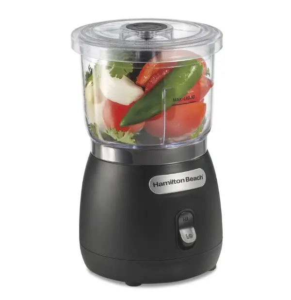 Hamilton Beach Stack & Press 3-Cup Food Chopper and Mini Food Processor, 350 W, 2-Speed with Pulse, Black
