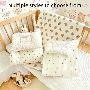 Baby Bean Bag Mattress, 3D Bean Velvet Comforter, All-Season Breathable Baby Bedding, Cute Print Design