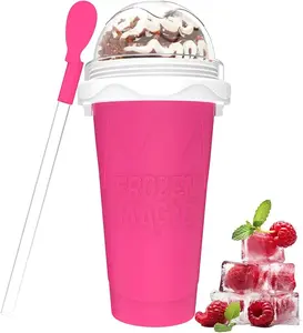Slushie Maker Cup, DIY Magic Slushy Maker Squeeze Cups, Portable Smoothie Slushy Cup for Juices, Milk and Ice Cream Make, Double Layer Squeeze Slushy Maker Cup, Birthday Gifts for Friends&Family