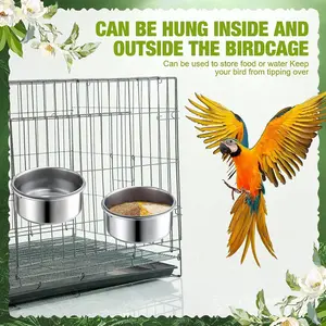 Bird Bowl with 1 Clip Stands, Parrot Feeder Water Bottle Holder, Pet Feeding Bowl, Bird Cage Feeder, Durable Bird Food Bowl, Bird Feeding Station, Bird Supplies