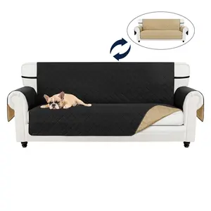 Easy-Going Reversible Couch Cover for Dogs Water Resistant Furniture Protector Cover with Foam Sticks Elastic Straps for Pets Home