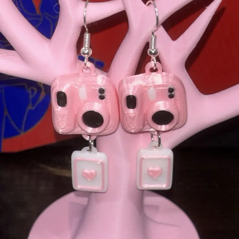 3d Printed Camera Earrings