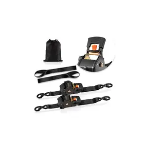 VEVOR Retractable Ratchet Straps, 2 inx 10 ft, Tie Down Straps with S Hooks, 3033 lbs Break Strength, 2 Soft Loops, Tie Down Ratcheting for Moving, Trailers, Motorcycles, Kayaks, Car Roof, 2 Pack