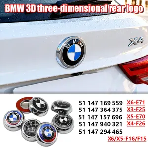 BMW 3D Co-branded Front and Rear Car Emblem 7Pcs Wheel Hub Caps Stickers Steering Wheel Center Console Decorative Sticker Hood and Trunk Badge Fit for BMW 1 Series 3 Series 5 Series 7 Series X1 X3 X5 X6 X7 M3 M5