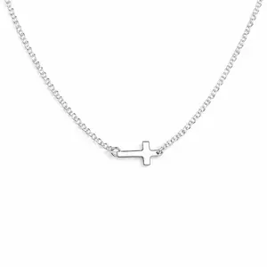 Sterling Silver Sideways Cross Necklace