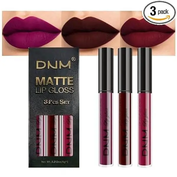 3Pcs Dark Red Purple Plum Matte Liquid Lipstick Sets for Women Matte Lip Stain Long Lasting Waterproof, Burgundy Blood Blue Red lipstick, Black Cherry Maroon Gothic 24 Hours Magic Lipsticks