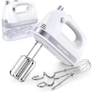 Hand Mixer Electric 400W, 5 Speed handheld Mixer, 5 Stainless Steel Accessories For Baking Cake, Egg, Cream, Food Beater, Turbo Boost/Self-Control Speed + Eject Button