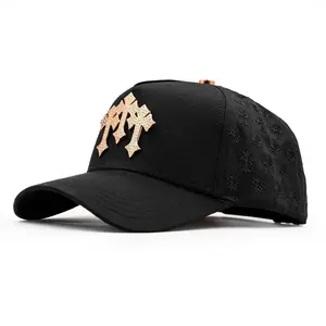 Rose Gold Cross Baseball Cap – 3D Embroidery Streetwear Adjustable Snapback