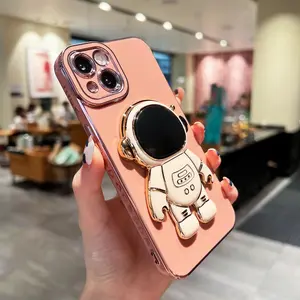 Astronaut Design Phone Case with Stand, Anti-drop, Shockproof & Protection Phone Protective Cover, Phone Accessories Compatible with iPhone 16 15 14 13 12 Pro Max, Casing, Phone Protector Cover