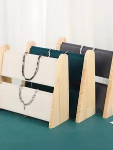1pc Jewelry Display Stand, Necklace Showcase Rack, Solid Wood Ornament Holder, Market Stall Hanging Display, Live Stream Booth Organizer