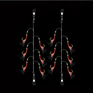 Rubber Sabiki Fish Hooks Set, 6pcs Fishing Lures for Saltwater & Freshwater, Ideal for Catching Anchovies, Sardines, Herring, Artificial Fishing Lure