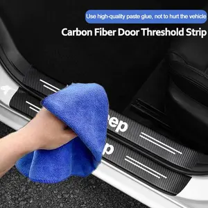 Car Door Sill Carbon Fiber Sticker Threshold Side Anti Scratch Waterproof Decal for Jeep Renegade Wrangler JL JK Gladiator Grand