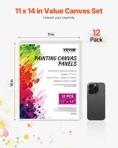VEVOR Canvas Boards for Painting, 11 x 14 Inch White Canvases for Painting, 12 Pack Painting Canvas Panels for Sketching, Acrylic and Oil Painting, Watercolor, Paint Canvas for Kids and Professionals