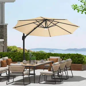 GARVEE 10Ft Heavy Duty Cantilever Patio Umbrella 360° Tilt & Rotation, Aluminum Frame, Wind-Resistant Outdoor Market Umbrella for Pool, Deck, Garden
