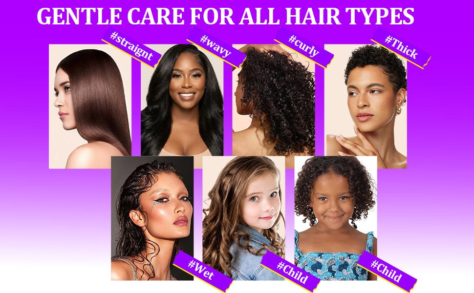 17 Counts Hair Brush Set for Women Men Kids Detangler Brush Wide Tooth Comb Nylon Bristle 9-Row Brush Satin Bonnet Edge Brush Black & Purple