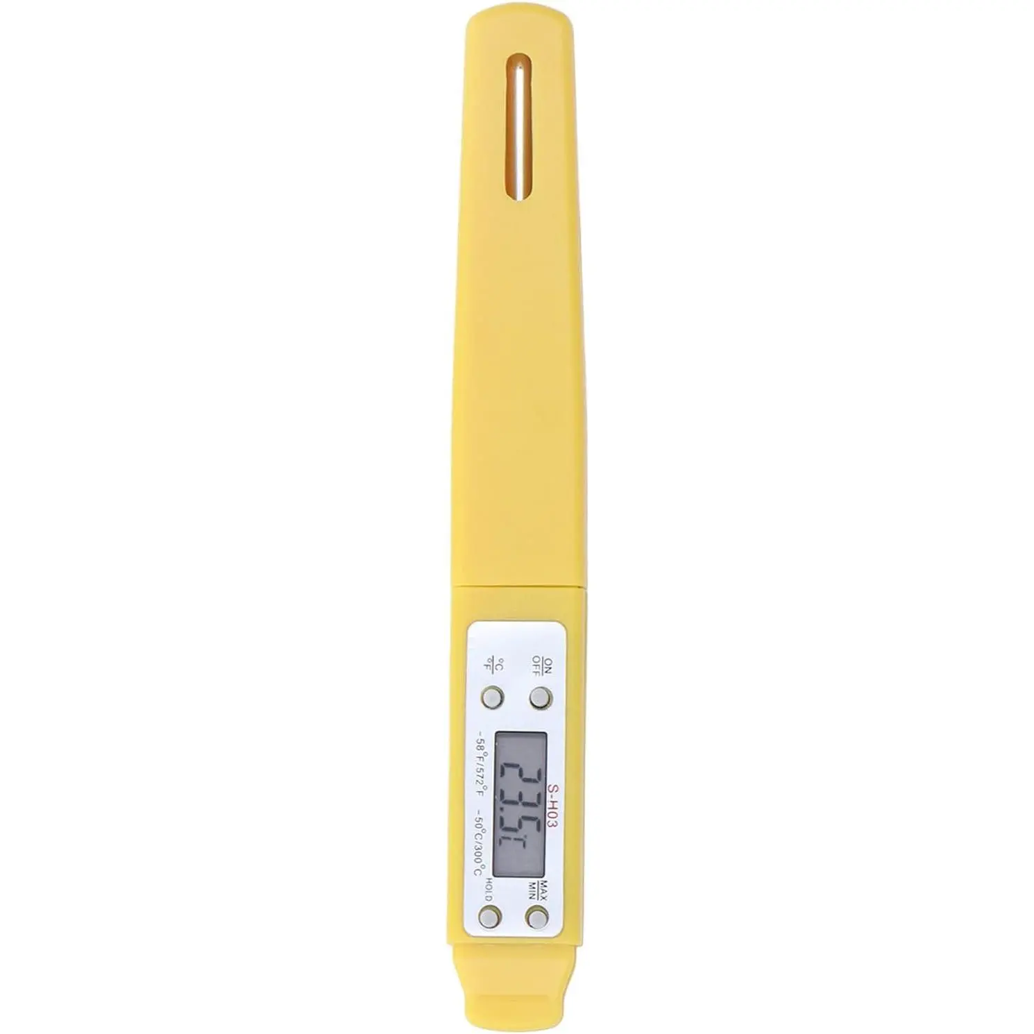 High Accuracy Digital Kitchen Thermometer - Automatic Calibration Pen, Waterproof Pocket Electronic Thermometer for Meat, Oil, Kitchen Utensils (Yellow)