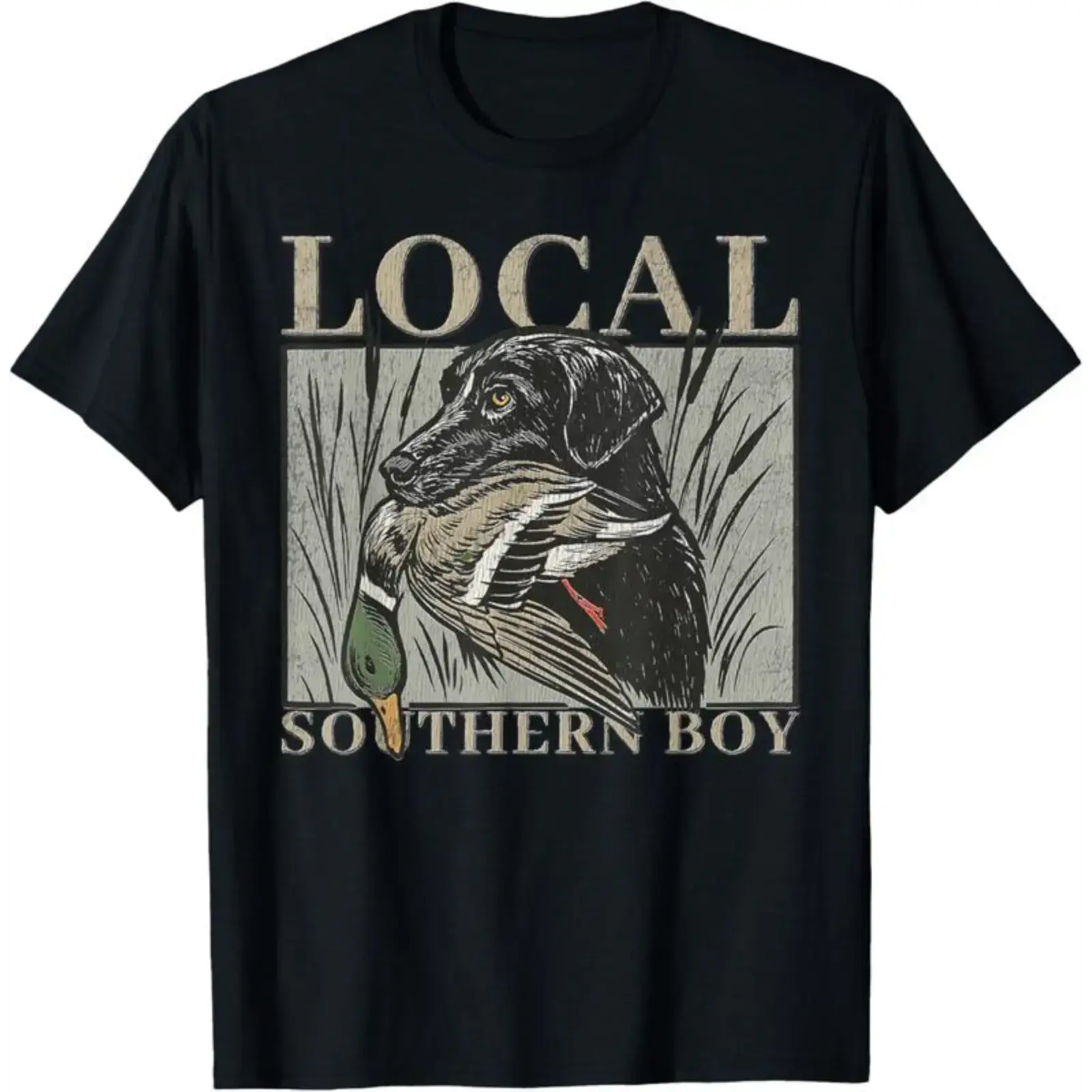 Men's Classic Round Neck Shortsleeve Black Duck Hunting Lab Vintage Graphic T-Shirt - Local Southern Boy Design, Moisture-Wicking Soft Fabric, Streetwear Casual Look, S-5XL Tops for Adult Outdoor Activities, Menswear, 2xl