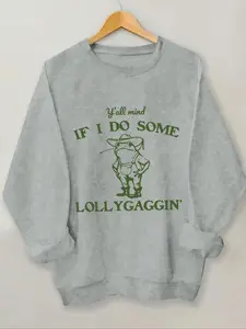 Women's Frog & Letter Print Crew Neck Sweatshirt, Casual Fitted Sweatshirt, Casual Drop Shoulder Long Sleeve Pullover, Women's Fall & Winter Clothes for Daily Wear