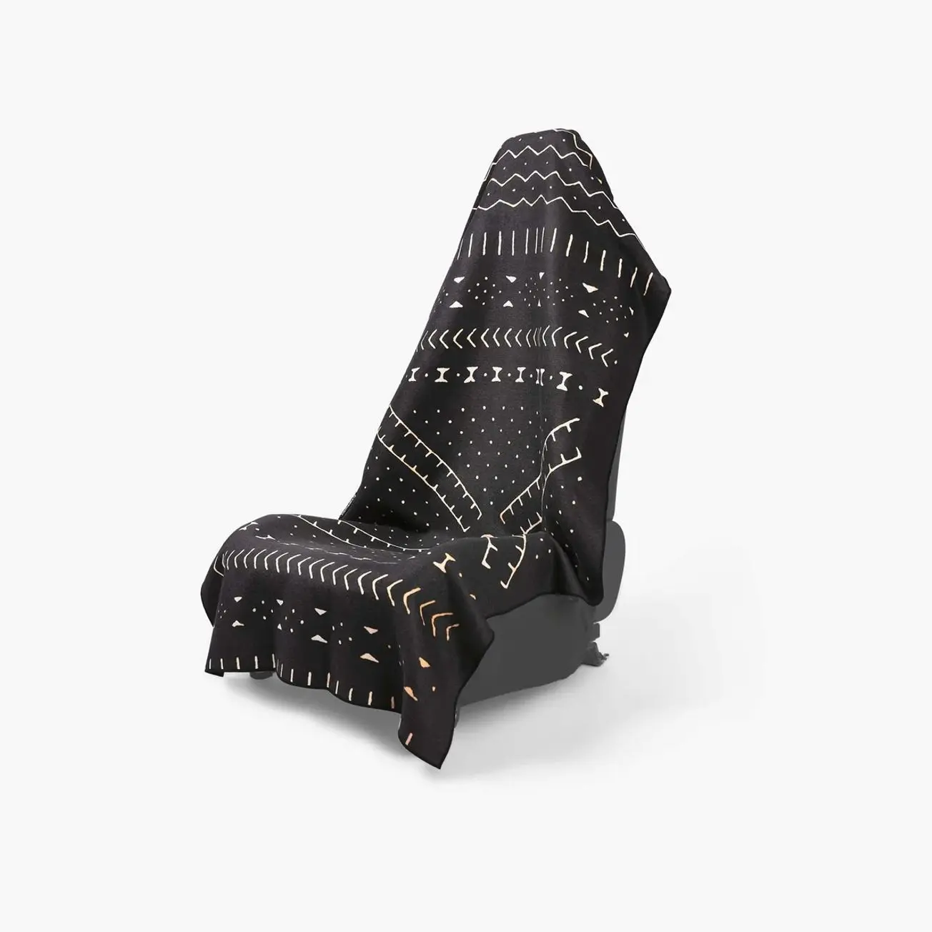 Black Mudcloth Car Seat Cover, Boho Tribal Print Seat Towel, Aesthetic Auto Accessories