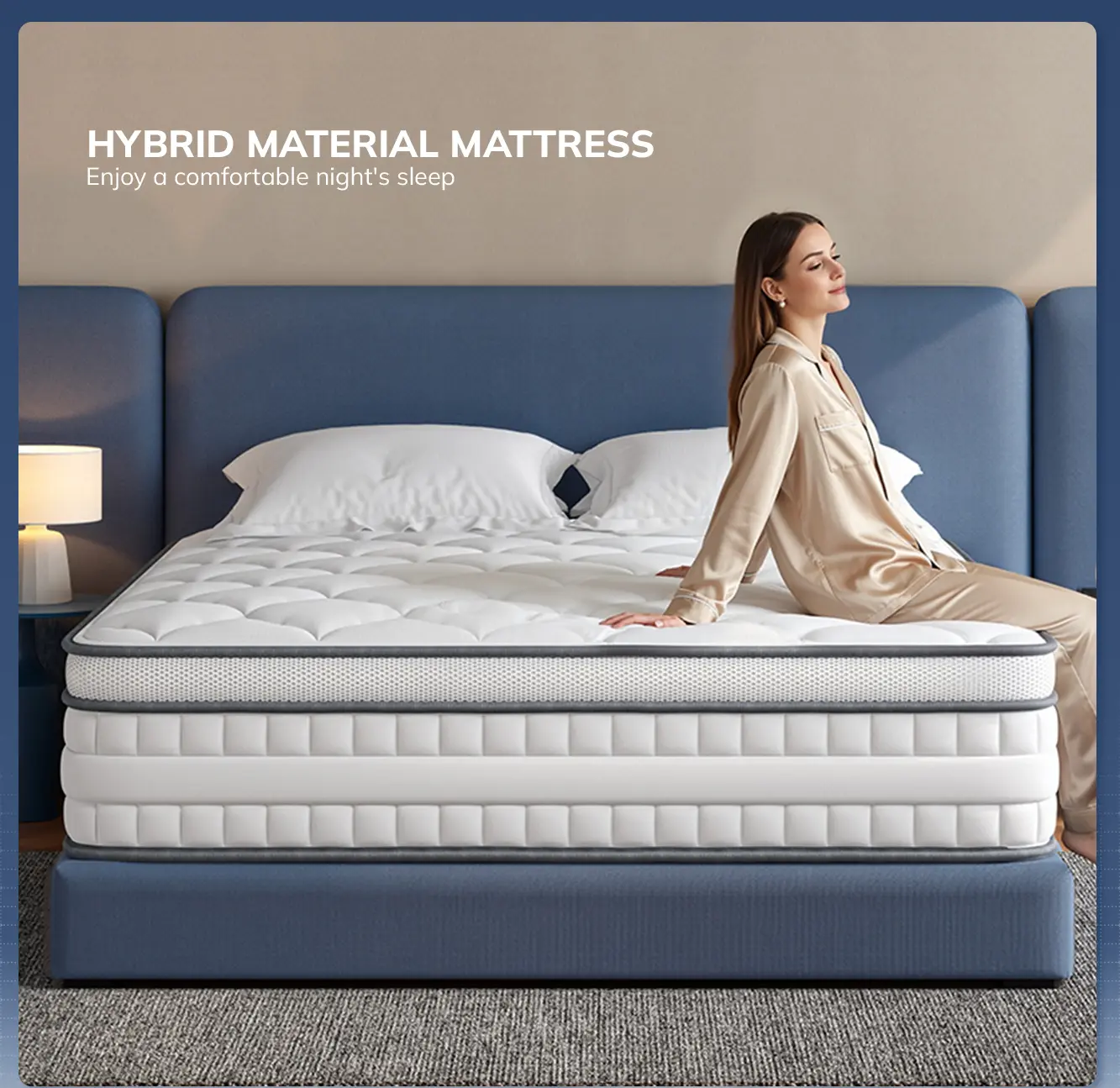 Raybee 8/10/12/14 Inch Hybird Mattress With Motion Isolation Springs & Sponge Mattress in a Box for Twin, Full, Queen, King, CertiPUR-US Certified, Medium Firmness Hugging Comfort, Ergonomic & Lumbar Support, Relieve Pressure for Bedroom