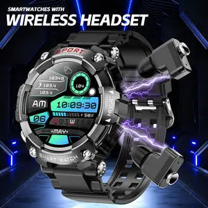 Smart Watch with Built-in Earbuds, 2 in 1 Wireless Call Smartwatch with Notification, 1.52" IPS Touch Screen, IP67 Waterproof, Music Player, Multi Sport Modes, Activity Recorder, Long Battery Life Smart Watch for Men Compatible with Android iOS