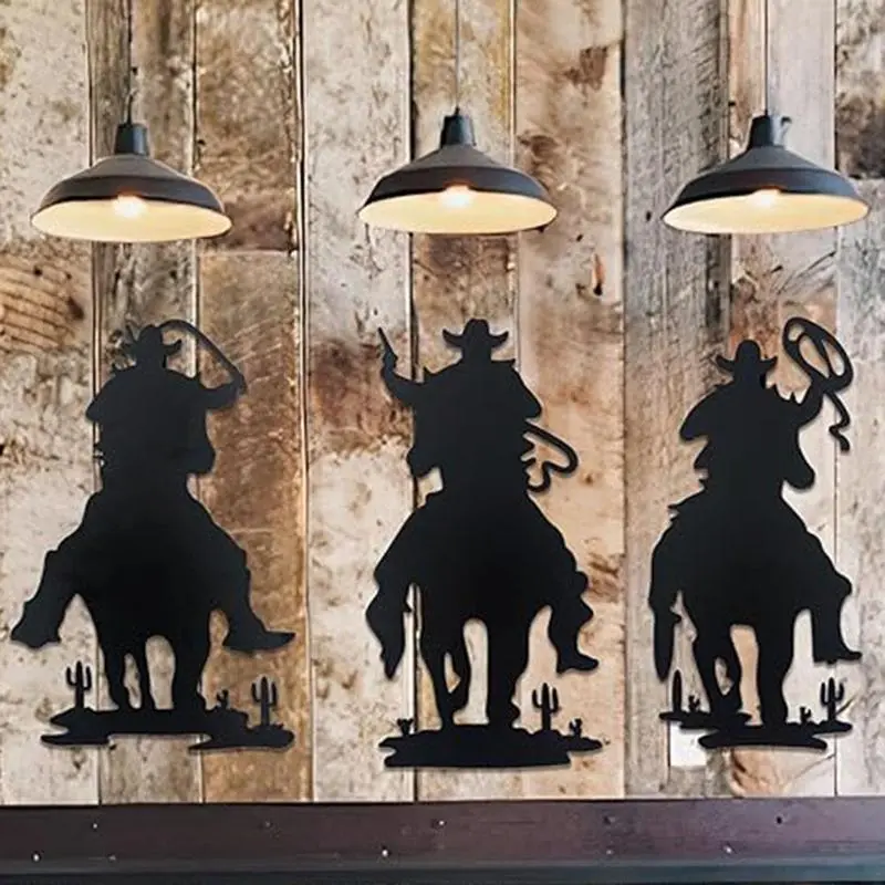 Cowboy Pattern Rustic Wall Decor, Cactus Designs, 3 Counts/set Artistic Western Cowboy Wall Art, Unframed Wall Art, Wall Hanging Decor for Home Living Room Bedroom, Home Decor, Hanging Ornaments, Decoration, Aesthetic Wall Decor