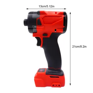 Hexagonal impact driver compatible with 18V battery, brushless motor, black and red
