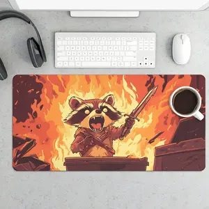 Fierce Raccoon MTG Playmat Extended Desk Mat 31.5x15.75 in, Large Gaming Mouse Pad, Non-Slip Base for Office & Gaming Setup